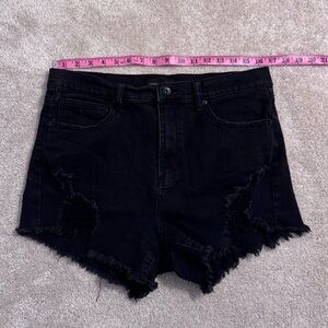 Kendal + Kylie Black Ripped Denim Shorts Size 13/31